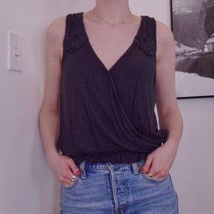 AE cropped wrap top with crochet lace detail and back tie